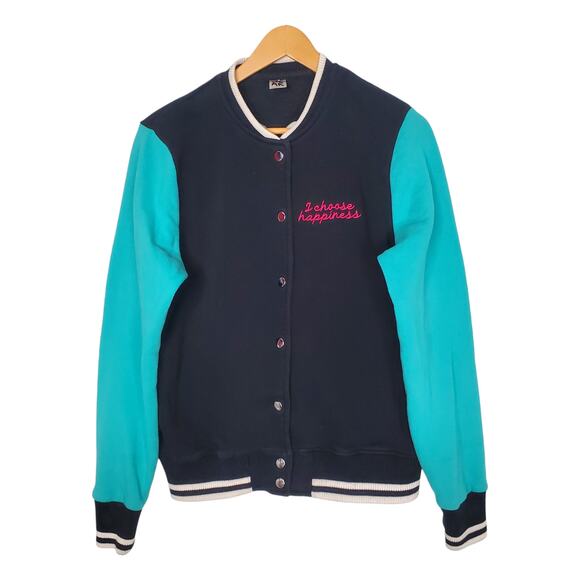 Zumba Wear Instructor Varsity Jacket Black Choose Happiness Flamingo Size Medium - Picture 2 of 10